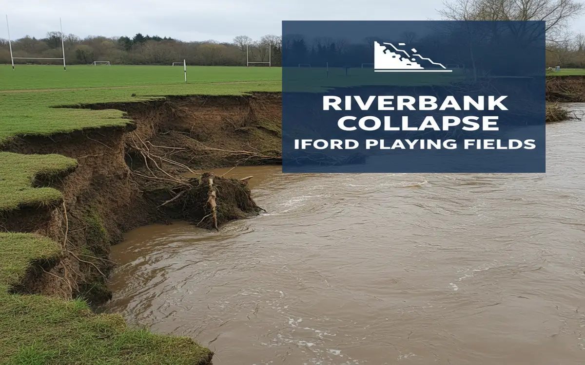 riverbank collapse iford playing fields